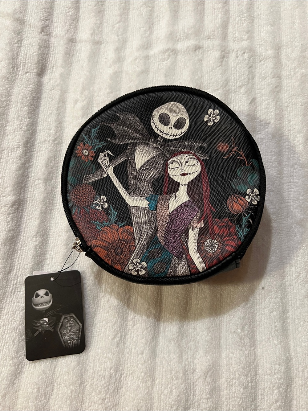 Bioworld Black Round Cosmetic Bag with The Nightmare Before Christmas Characters